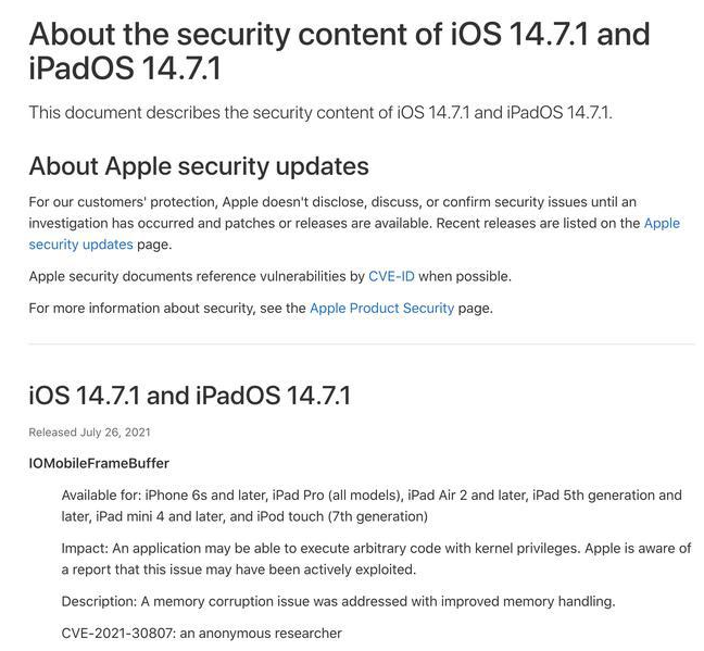 庆云苹果手机维修分享iOS 14.7.1 正式版更新内容及升级方法 