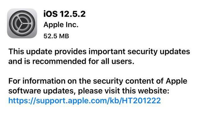 庆云苹果手机维修分享iOS12.5.2发布，建议所有老苹果用户安装 
